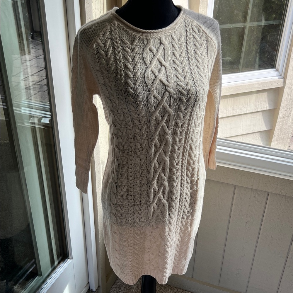 Pink Rose Cream Cable Knit Sweater